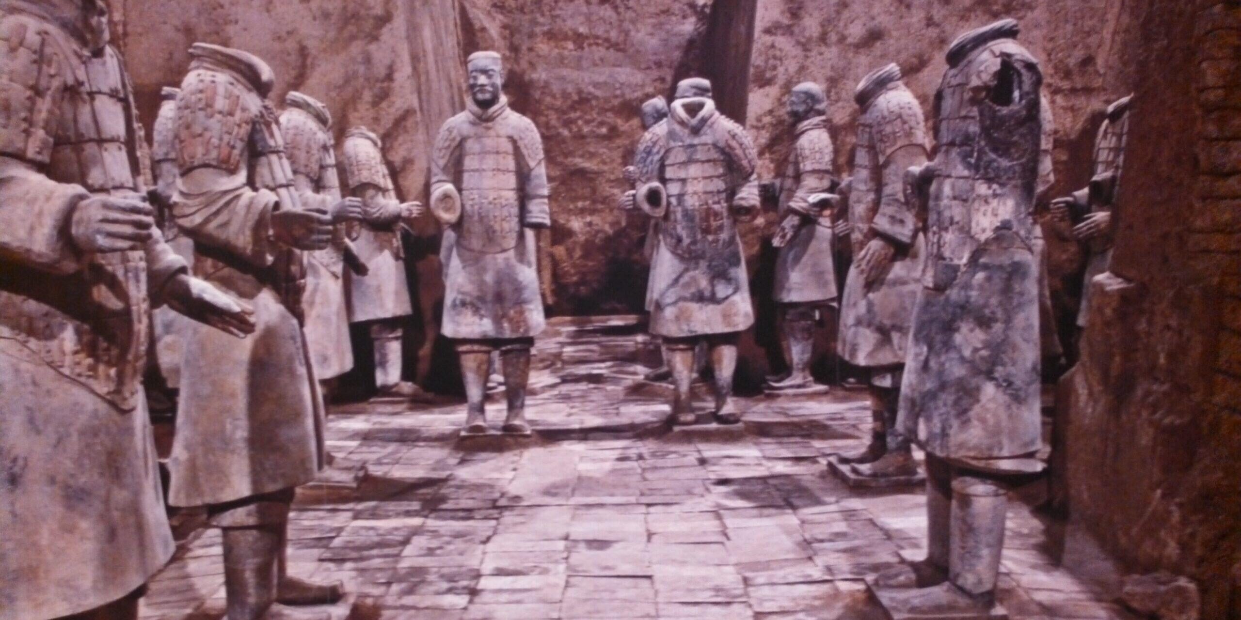 Terracotta Army soldiers in excavation pit