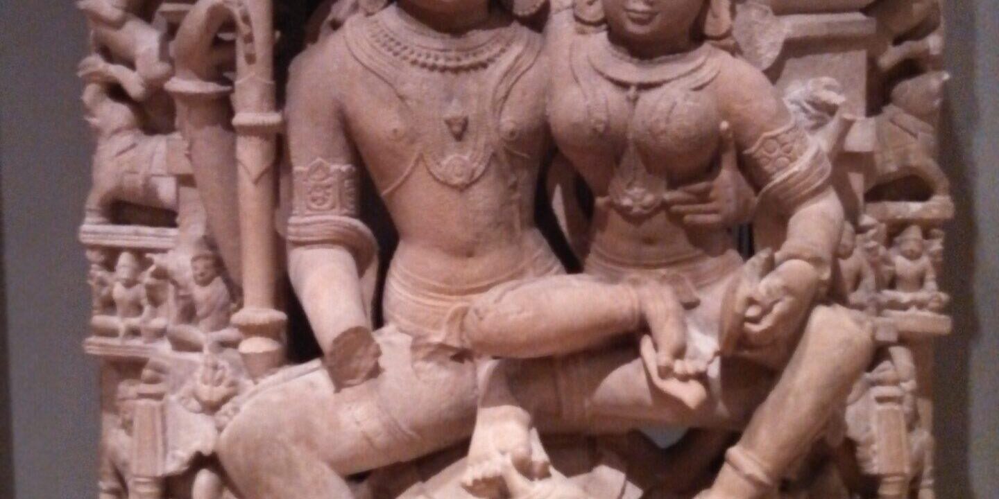 Stone Hindu sculpture of Shiva and Parvati Stone Hindu sculpture of Shiva and Parvati
