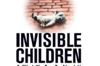Logo of Invisible Children with a brick wall and child illustration.