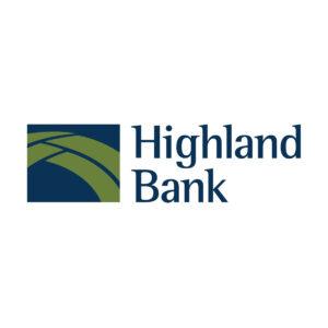 Highland Bank logo with stylized green hill