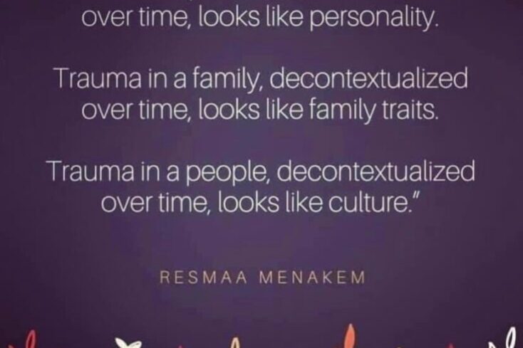 e1653575173145 Illustration of trauma's impact on person, family, and people, emphasizing decontextualization over time.