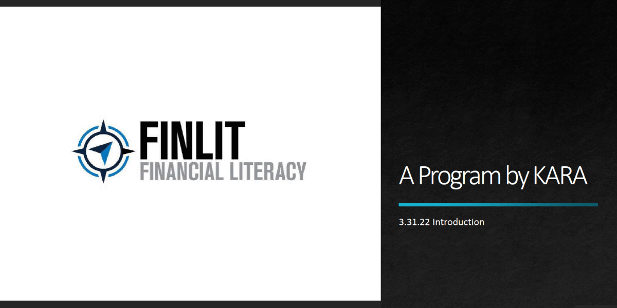 Logo of Finlit Financial Literacy with program details by KARA.