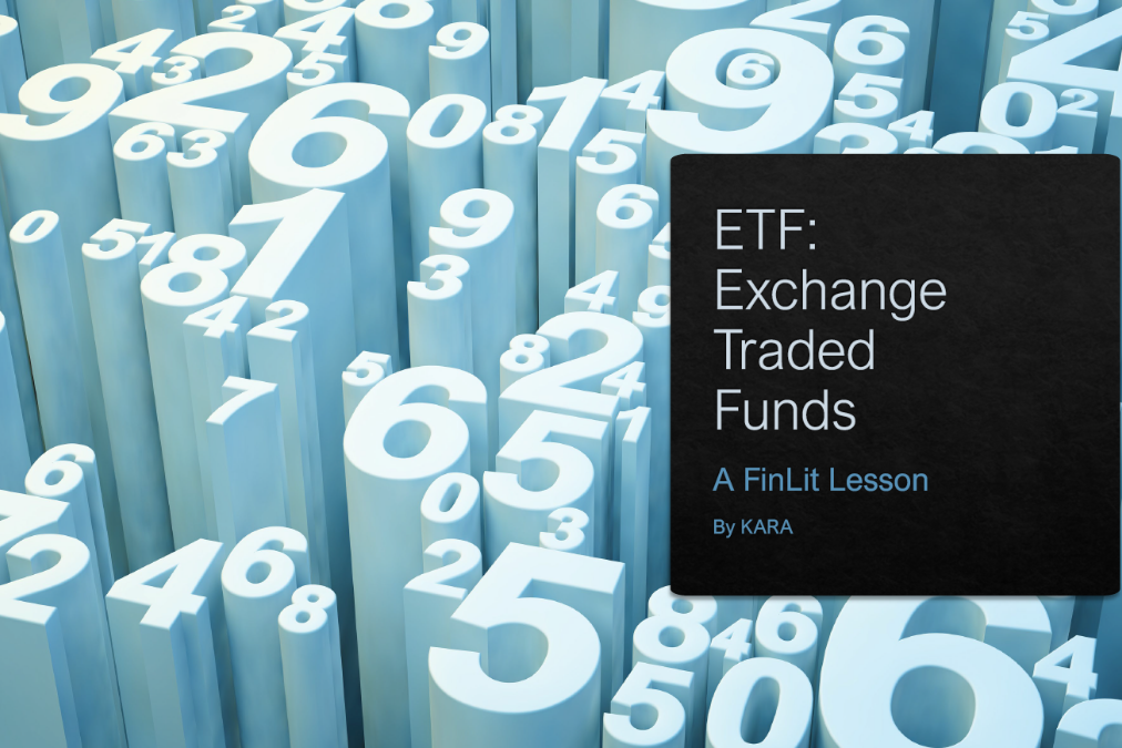 3D digits with a screen displaying "ETF: Exchange Traded Funds".